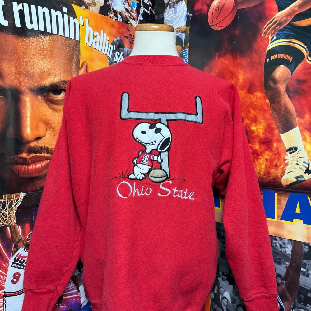 Vintage 90s Ohio State Charlie Brown Snoopy Joe Cool Football Sweatshirt Sz 2XL